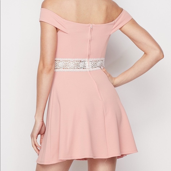 Teeze Me Off Shoulder Crochet Waist Skater Dress - Picture 4 of 8